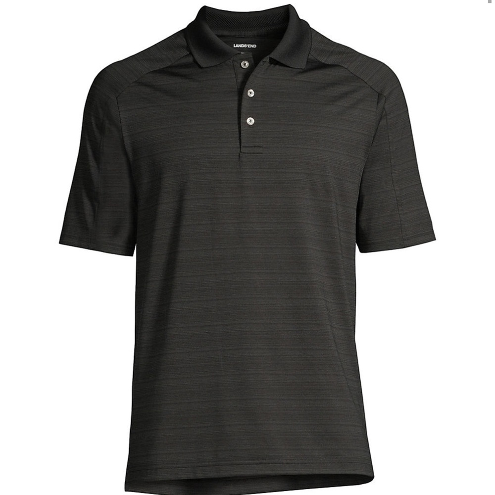 LANDS’ END Rapid Dry Tonal Stripe Gray Men’s Polo Shirt NWT Size M